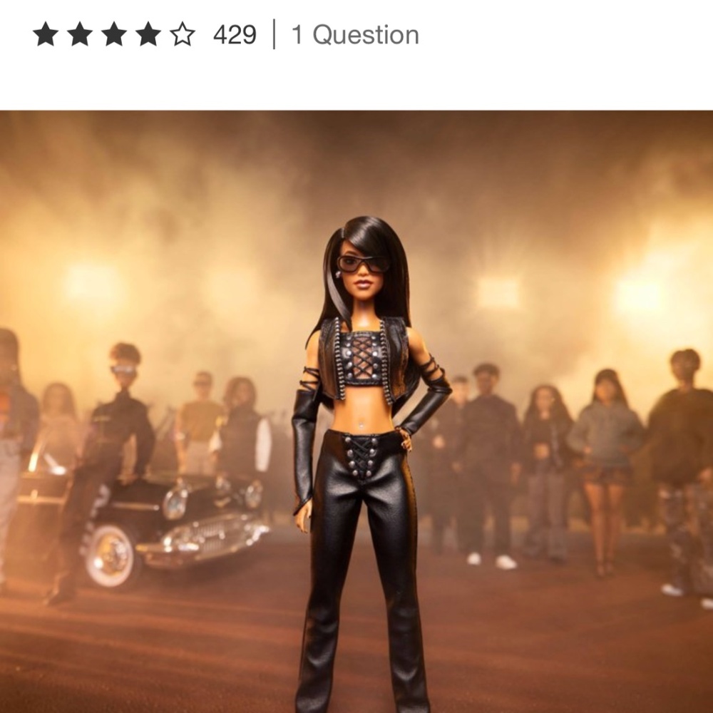 Barbie Signature Aaliyah 11.5" Collectible Doll in Black Faux Leather Outfit